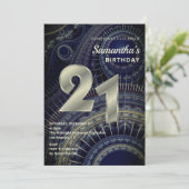 Moderne Fractal 21e Verjaardag uitnodiging (Staand voorkant)