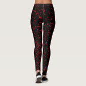 Moderne Fractal Art Rode Patronen Zwart Stijlvol Leggings (Achterkant)