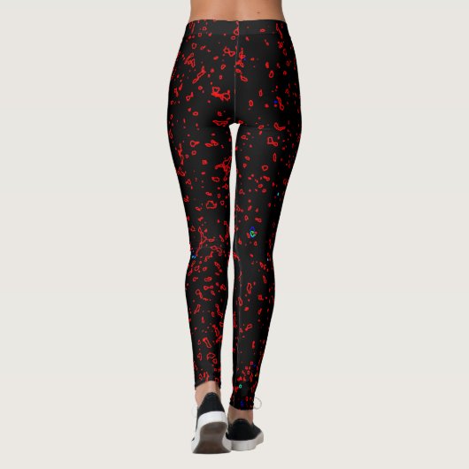 Moderne Fractal Art Rode Patronen Zwart Stijlvol Leggings (Achterkant)