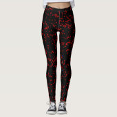 Moderne Fractal Art Rode Patronen Zwart Stijlvol Leggings (Voorkant)