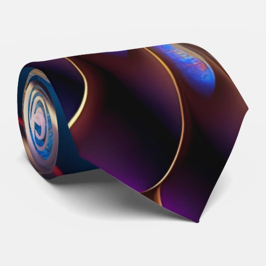 Moderne Fractal in blauw en goud Stropdas (Opgerold)