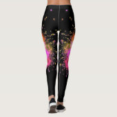 Moderne fractal in roze en zwart leggings (Achterkant)