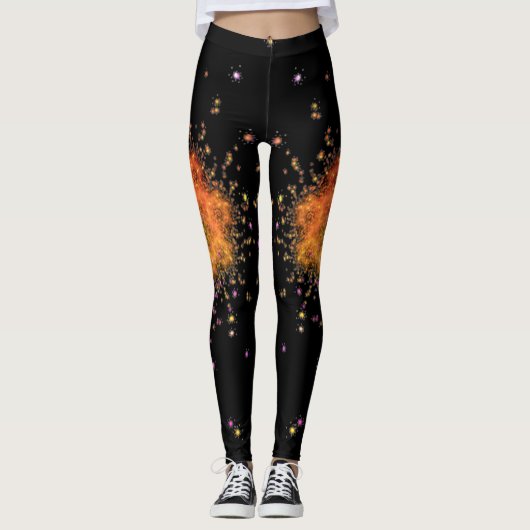 Moderne fractal in roze en zwart leggings (Voorkant)
