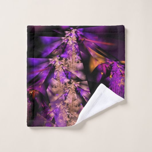 Moderne fractal in zwart en paarse bad handdoek (Wasdoekje)