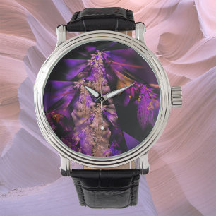 Moderne fractal in zwart en paarse horloge