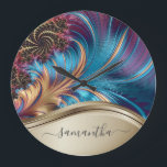 Moderne Fractale Blauwe Gouden Handgeschreven Naam Grote Klok<br><div class="desc">Dit ontwerp is ook beschikbaar voor andere telefoonmodellen. Kies Apparaat Type om andere iPhone-,  Samsung Galaxy- of Google-hoesjes te bekijken. Sommige stijlen kunnen worden gewijzigd door Stijl te selecteren als dat een optie is.</div>