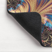 Moderne Fractale Blauwe Gouden Handgeschreven Naam Muismat (Hoek)