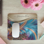 Moderne Fractale Blauwe Gouden Handgeschreven Naam Muismat<br><div class="desc">Dit ontwerp is ook beschikbaar voor andere telefoonmodellen. Kies Apparaat Type om andere iPhone-,  Samsung Galaxy- of Google-hoesjes te bekijken. Sommige stijlen kunnen worden gewijzigd door Stijl te selecteren als dat een optie is.</div>