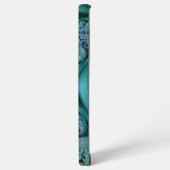 Moderne fractale blauwe handgeschreven naam samsung galaxy hoesje (Linkerkant)