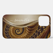 Moderne Fractale Gouden Handgeschreven Naam Case-Mate iPhone Case (Achterkant (horizontaal))