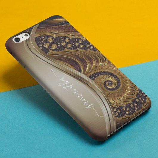 Moderne Fractale Gouden Handgeschreven Naam Case-Mate iPhone Case