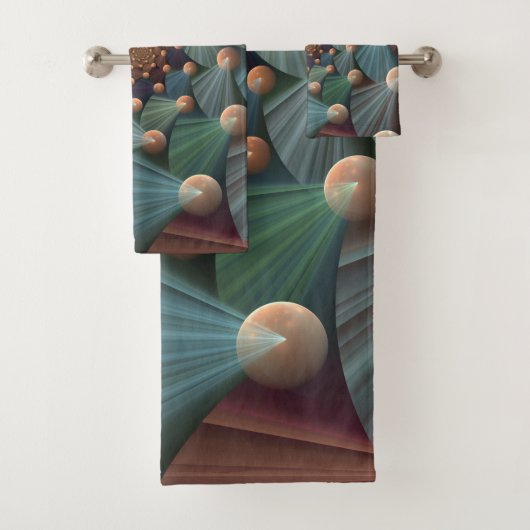 Moderne fractale kunst met diepte, bruin, leder, b bad handdoek (Insitu)