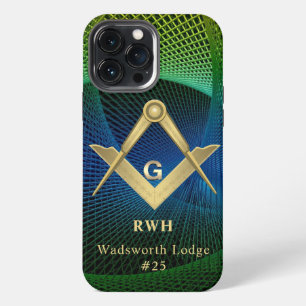 Moderne Fractale Masonieke Monogram iPhone 13 Pro Max Hoesje