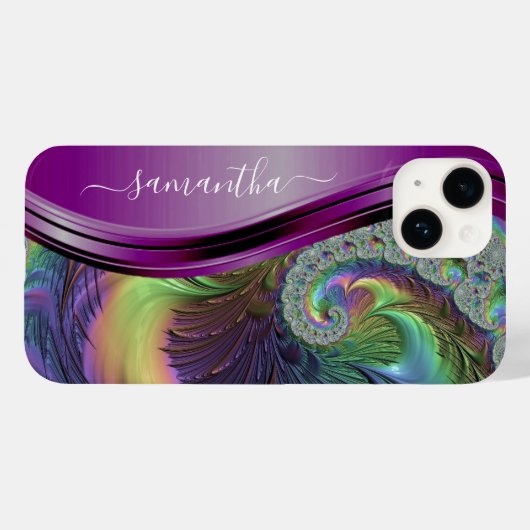 Moderne fractale Paarse handgeschreven naam Case-Mate iPhone Case (Achterkant (horizontaal))