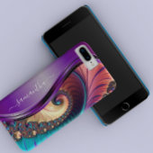 Moderne fractale Paarse handgeschreven naam Case-Mate iPhone Case