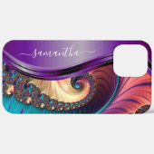 Moderne fractale Paarse handgeschreven naam Case-Mate iPhone Case (Achterkant / Rechts)