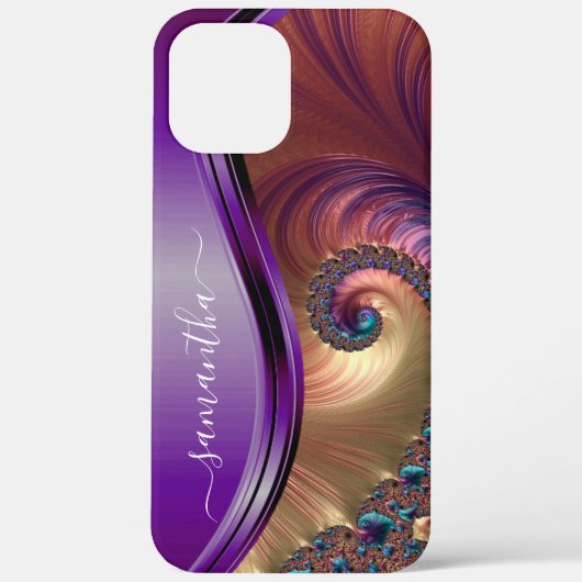 Moderne fractale Paarse handgeschreven naam Case-Mate iPhone Case (Achterkant)