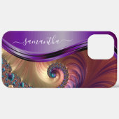 Moderne fractale Paarse handgeschreven naam Case-Mate iPhone Case (Achterkant (horizontaal))