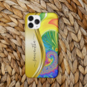 Moderne fractale Rainbow Yellow Monogram Case-Mate iPhone Case
