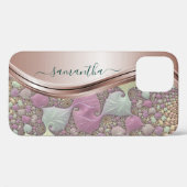 Moderne Fractale Roze Gouden Handgeschreven Naam Case-Mate iPhone Case (Achterkant (horizontaal))