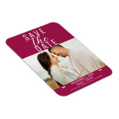 Moderne framboos Save the Date trouwfoto Magneet (Rechterzijde)