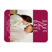 Moderne framboos Save the Date trouwfoto Magneet (Horizontaal)