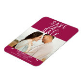 Moderne framboos Save the Date trouwfoto Magneet (Linkerzijde)
