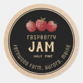 Moderne frambose jam Label Black op Kraft (Voorkant)