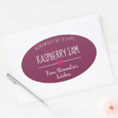 Moderne frambozenjam paarse homemade met liefde ovale sticker (Envelop)