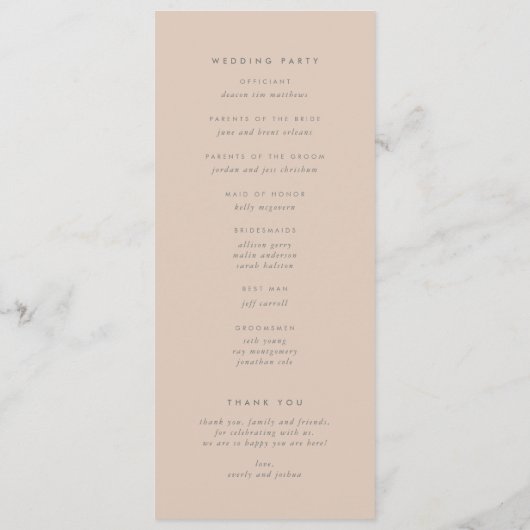 Moderne Franje Huwelijksprogramma Kaart (Achterkant)