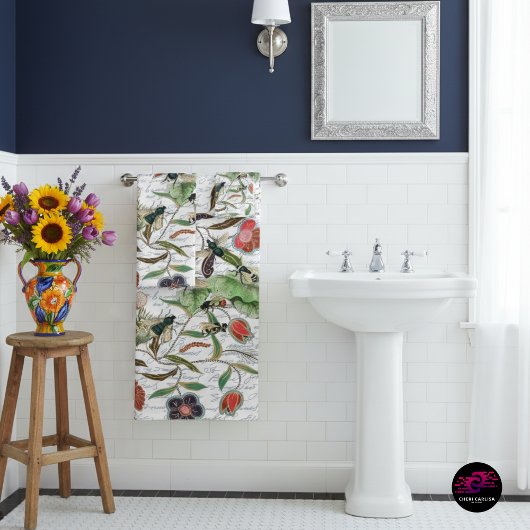 Moderne  Franse Bijen & Bloemen Bad Handdoek