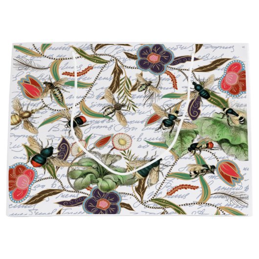 Moderne  Franse Bijen & Bloemen Groot Cadeauzakje (Voorkant)