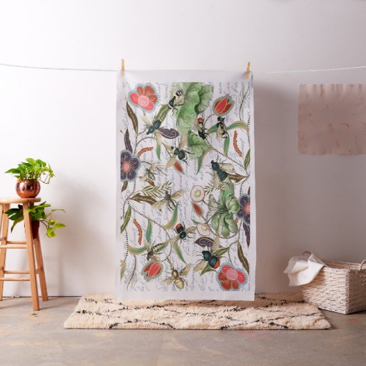 Moderne  Franse Bijen & Bloemen Stof (Voorbeeld)