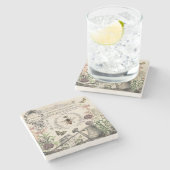 Moderne  Franse bijentuin Stenen Onderzetter (Zijkant)