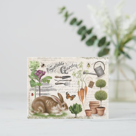 Moderne  Franse boerderij Garden Rabbit Briefkaart (Staand voorkant)
