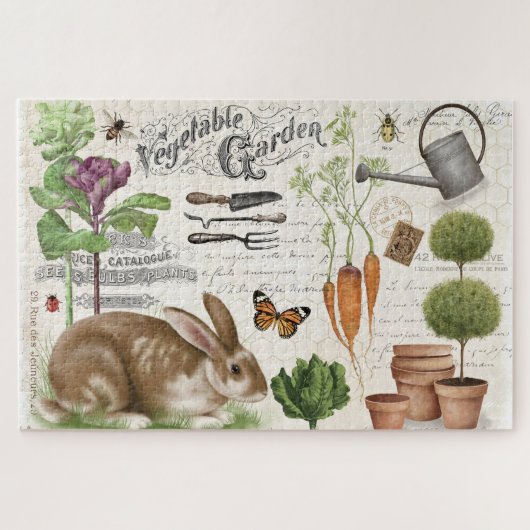 Moderne  Franse boerderij Garden Rabbit Legpuzzel (Horizontaal)