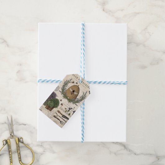 Moderne  franse boerderijbijen cadeaulabel (Met Touw)