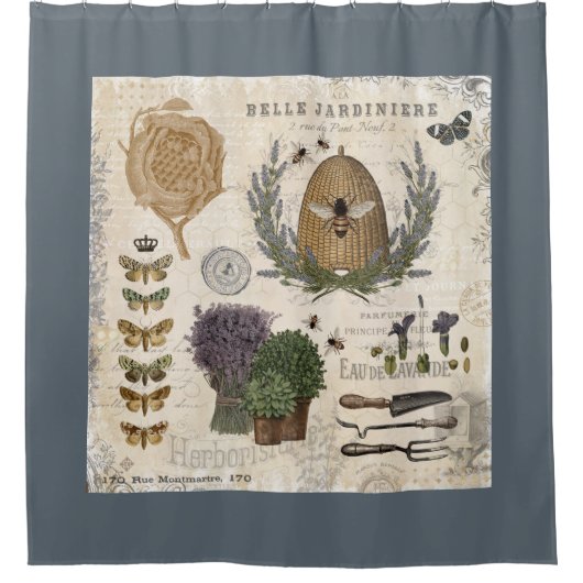 Moderne  franse boerderijbijen douchegordijn (Voorkant)
