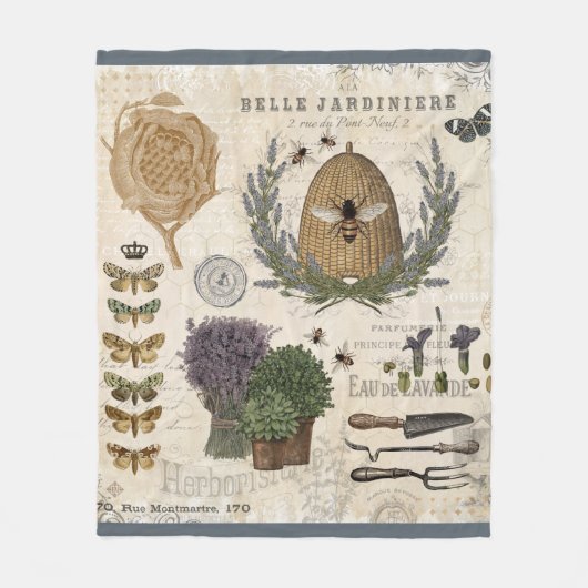 Moderne  franse boerderijbijen fleece deken (Voorkant)