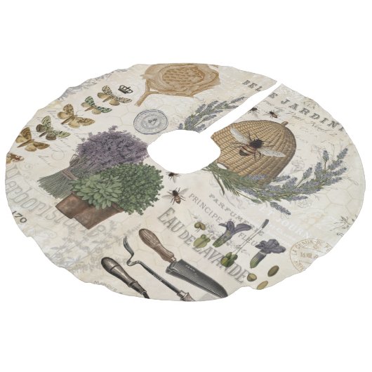 Moderne  franse boerderijbijen imitatie linnen kerstboom kleed (Gekanteld)