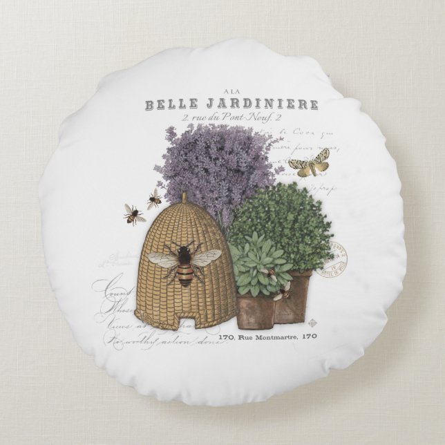 Moderne  franse boerderijbijen rond kussen (Achterkant)