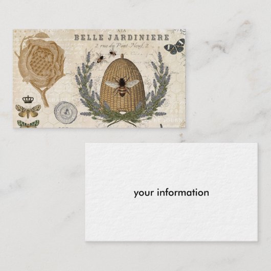 Moderne  franse boerderijbijen visitekaartje (Voorkant / Achterkant)