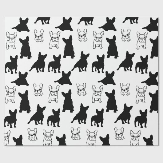 Moderne franse buldog kerst cadeaupapier (Vlak)