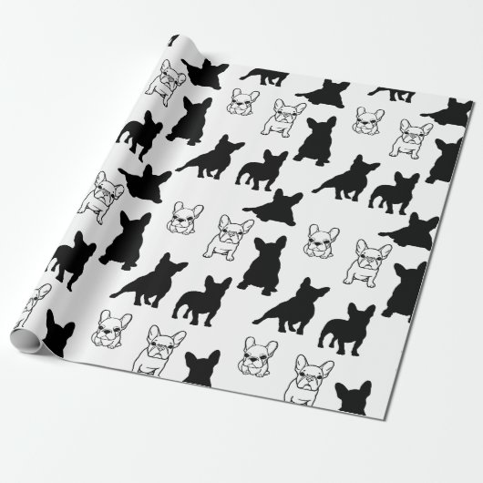 Moderne franse buldog kerst cadeaupapier (Uitgerold)