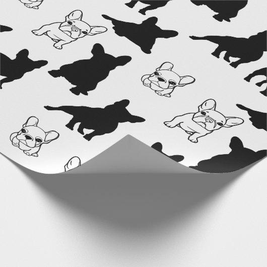 Moderne franse buldog kerst cadeaupapier (Hoek)