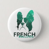 Moderne Franse Bulldog in groene/mintkleur Ronde Button 5,7 Cm (Voorkant)