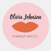 Moderne Franse Chic Red Lips Beautician Minimal Ronde Sticker (Voorkant)