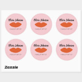 Moderne Franse Chic Red Lips Beautician Minimal Ronde Sticker (Vel)