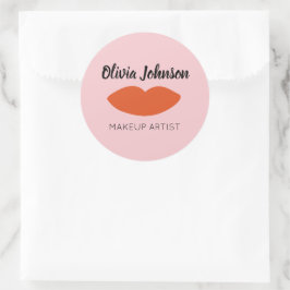Moderne Franse Chic Red Lips Beautician Minimal Ronde Sticker