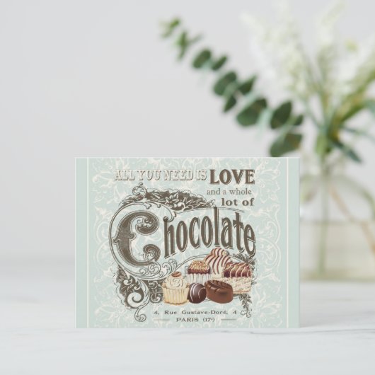 moderne  franse chocolade briefkaart (Staand voorkant)